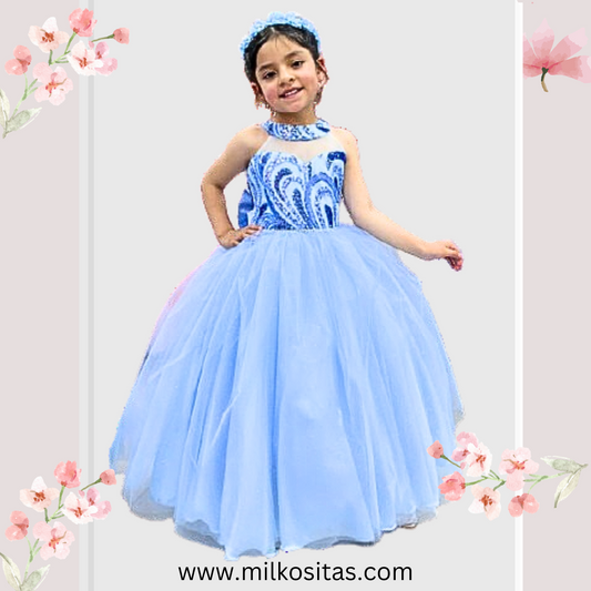 "Vestido Princesa Azul para Niñas (6-7 años) 💙✨