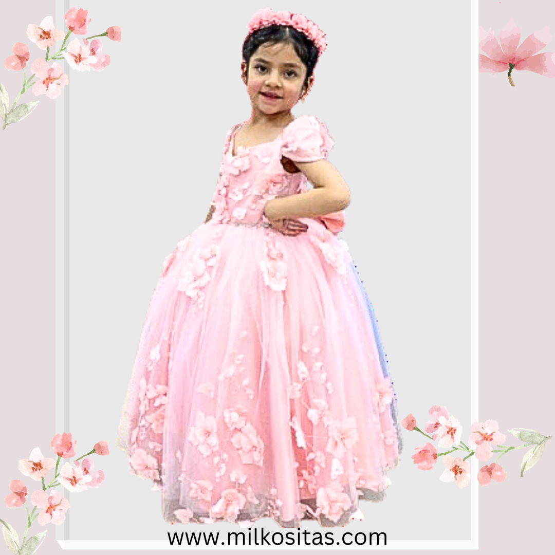 "Vestido Princesa Rosa Pastel para Niñas (6-7 años) 🌷💖